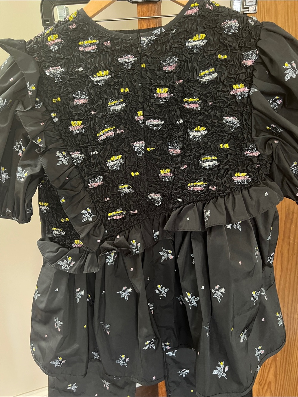 Cecilie Bahnsen Black Metallic Floral Ruffle Top and pants - Picture 5 of 9